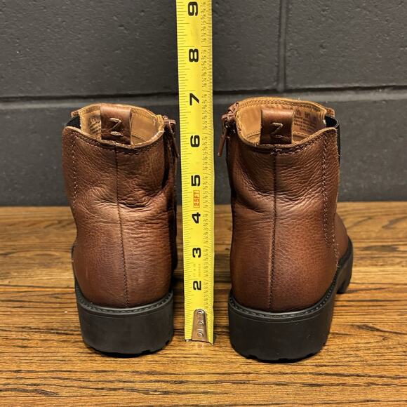 Zodiac Boots Cognac Leather Block Heel Platform Ankle Booties Women’s 8.5 - Picture 4 of 8